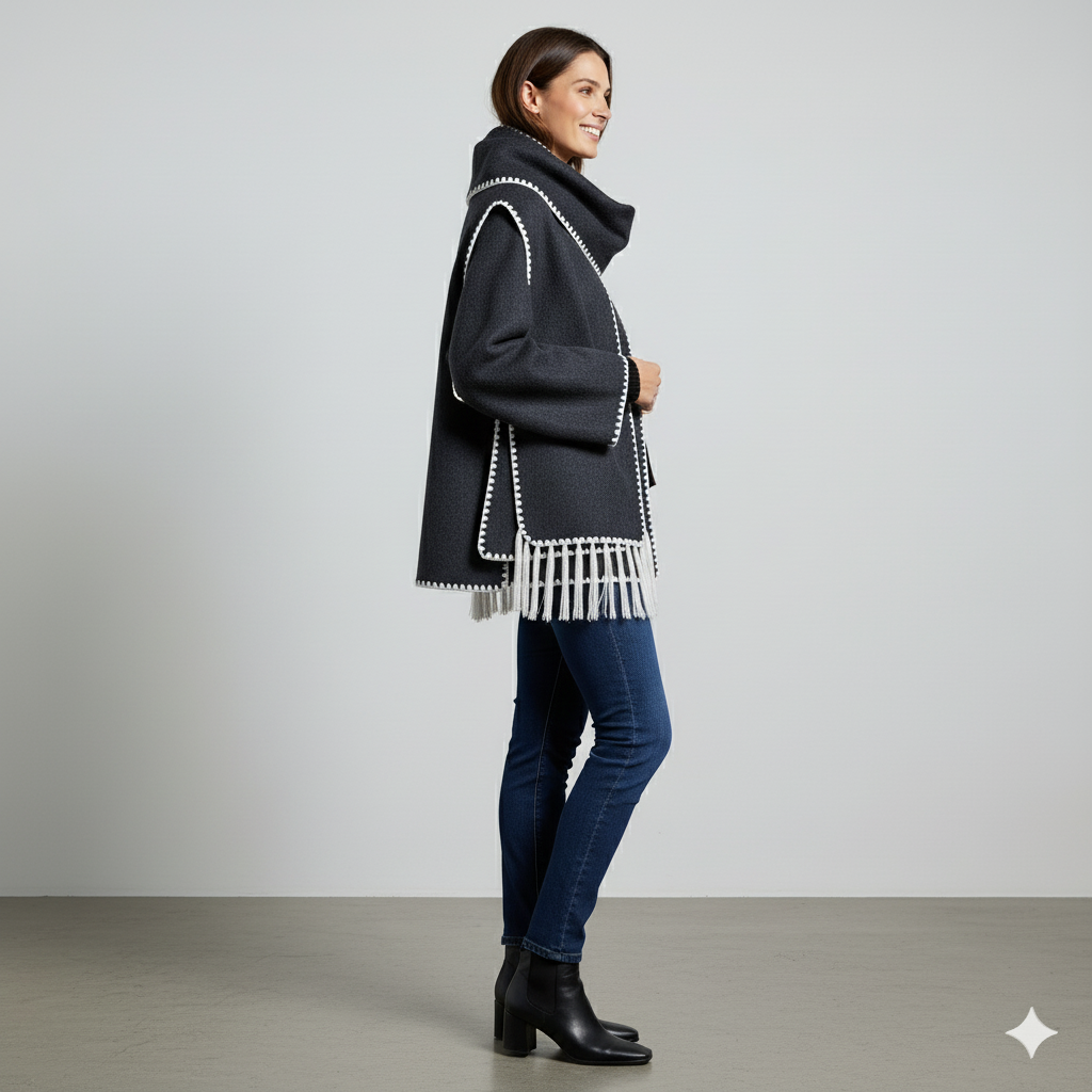 Damen Wollmantel mit Schal Kragen | Winter | Locker & Warm