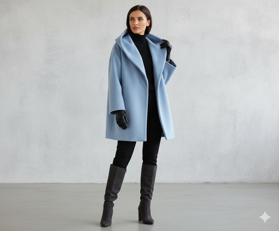 Damen Wollmantel Figurbetont Elegant | Stehkragen | Herbst Winter