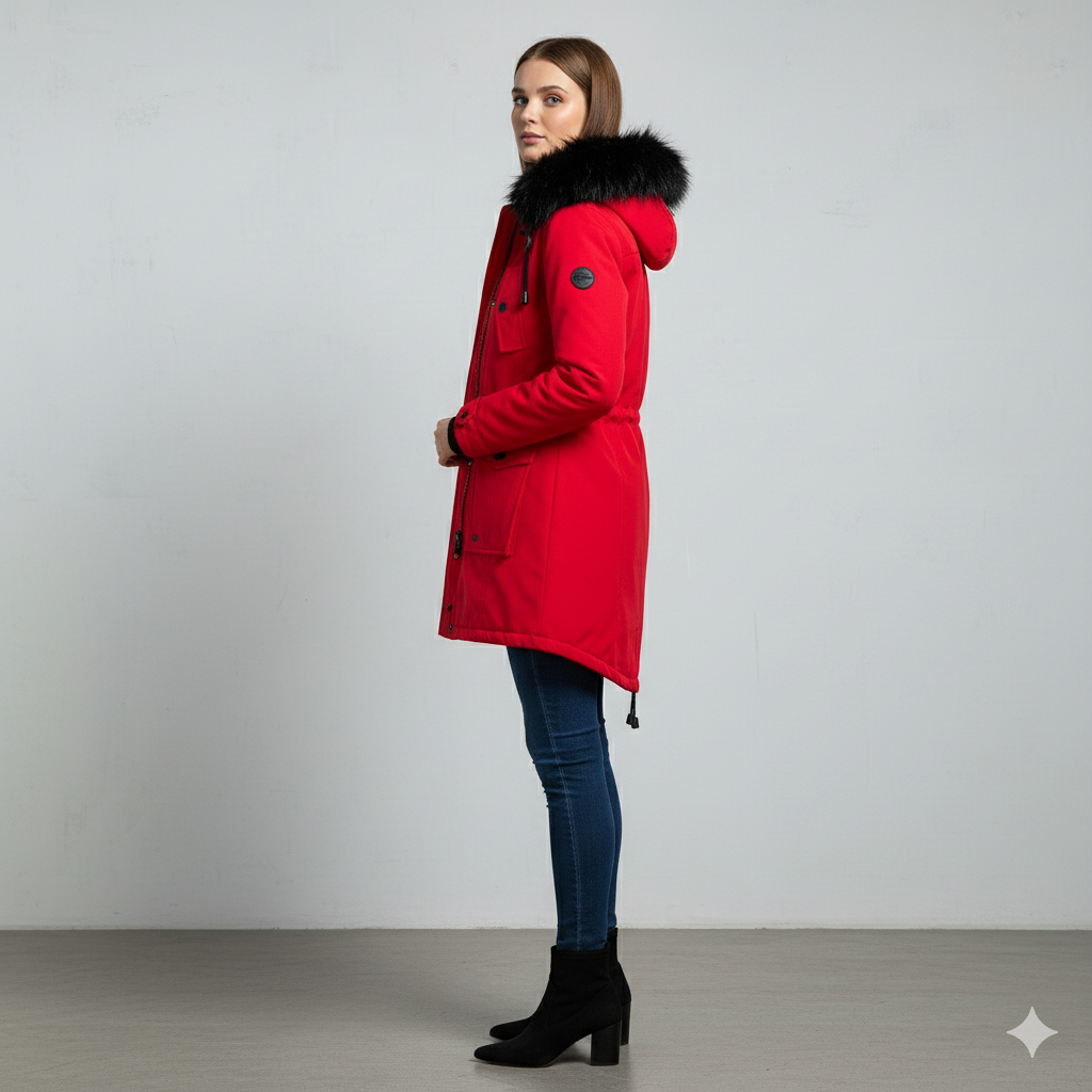 Damen Winterjacke mit Fellkapuze | Warm & Gefüttert