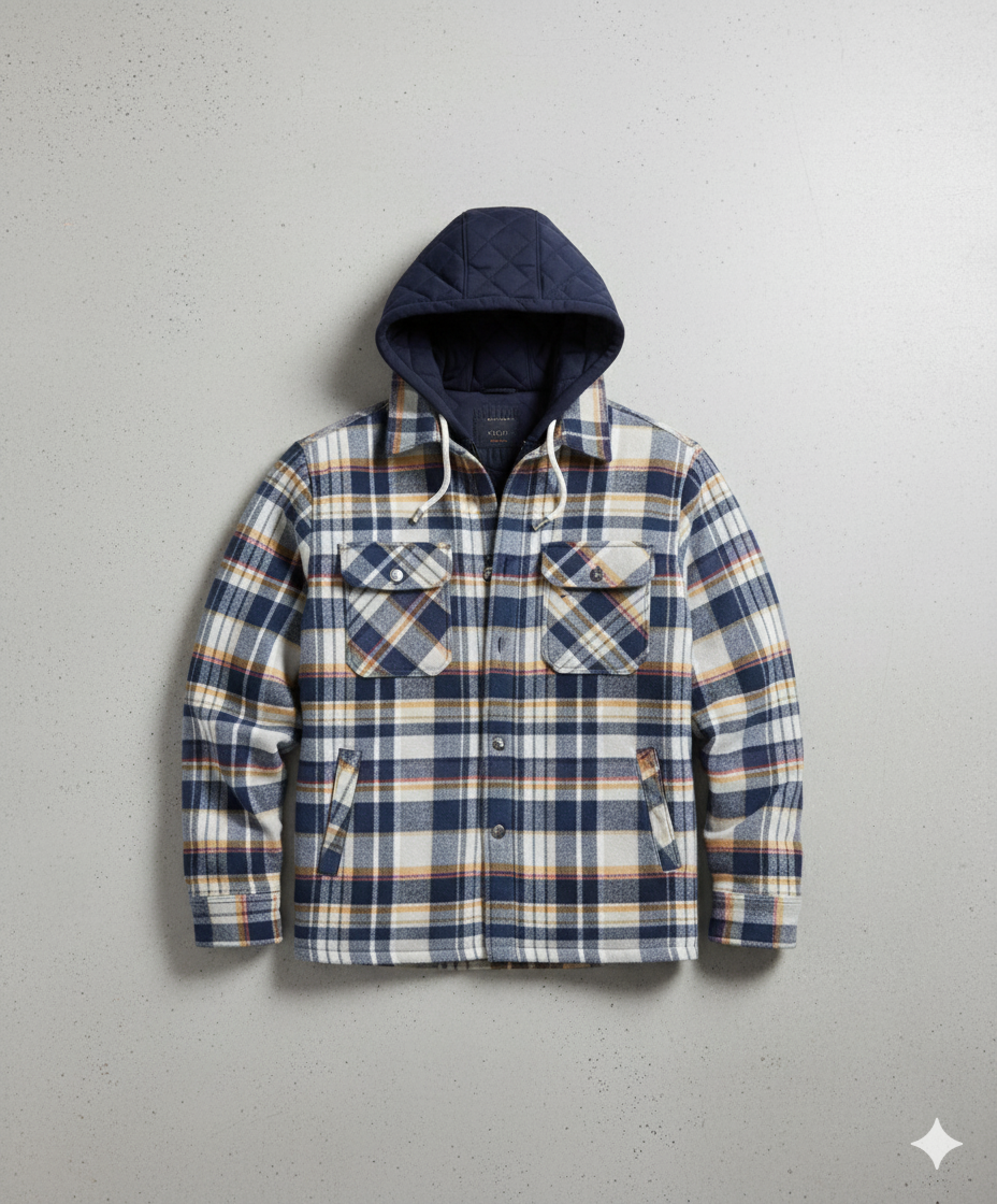 Gepolsterte Herrenjacke mit Karomuster | Warm & Casual Winter