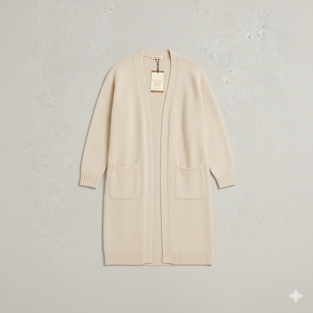 Langer Damen Strickjacke mit Taschen | Herbst & Winter | Elegant