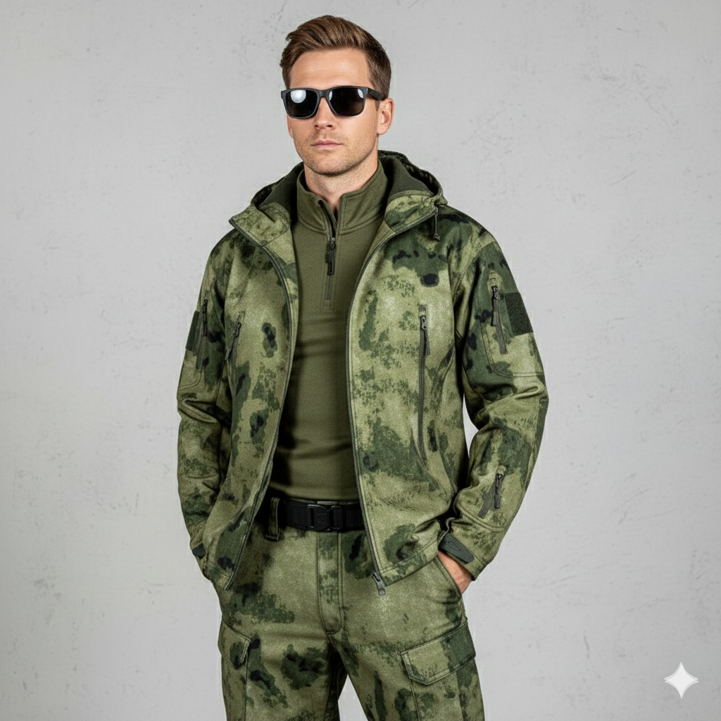 Herren Outdoor Taktikanzug mit Kapuze | Wasserabweisend & Winter