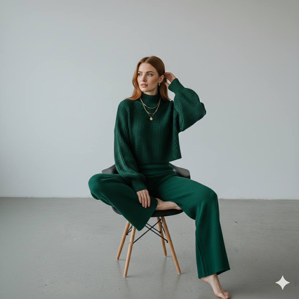 Damen Rollkragen Set mit Langarm | Lässig & Bequem | Winter