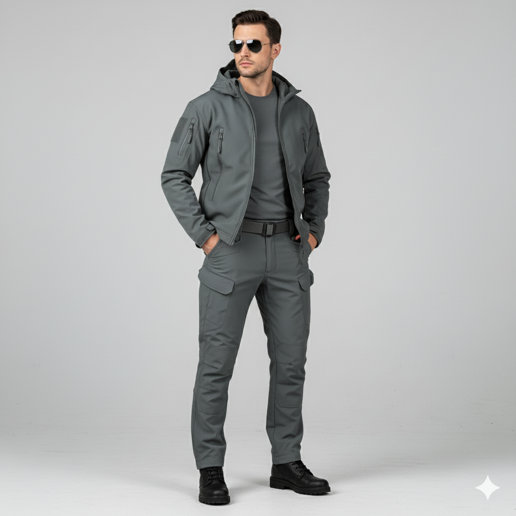 Herren Outdoor Taktikanzug mit Kapuze | Wasserabweisend & Winter