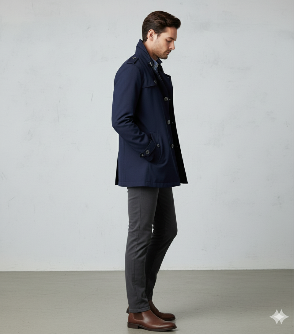 Eleganter Herren Trenchcoat mit Reverskragen | Herbst Übergang