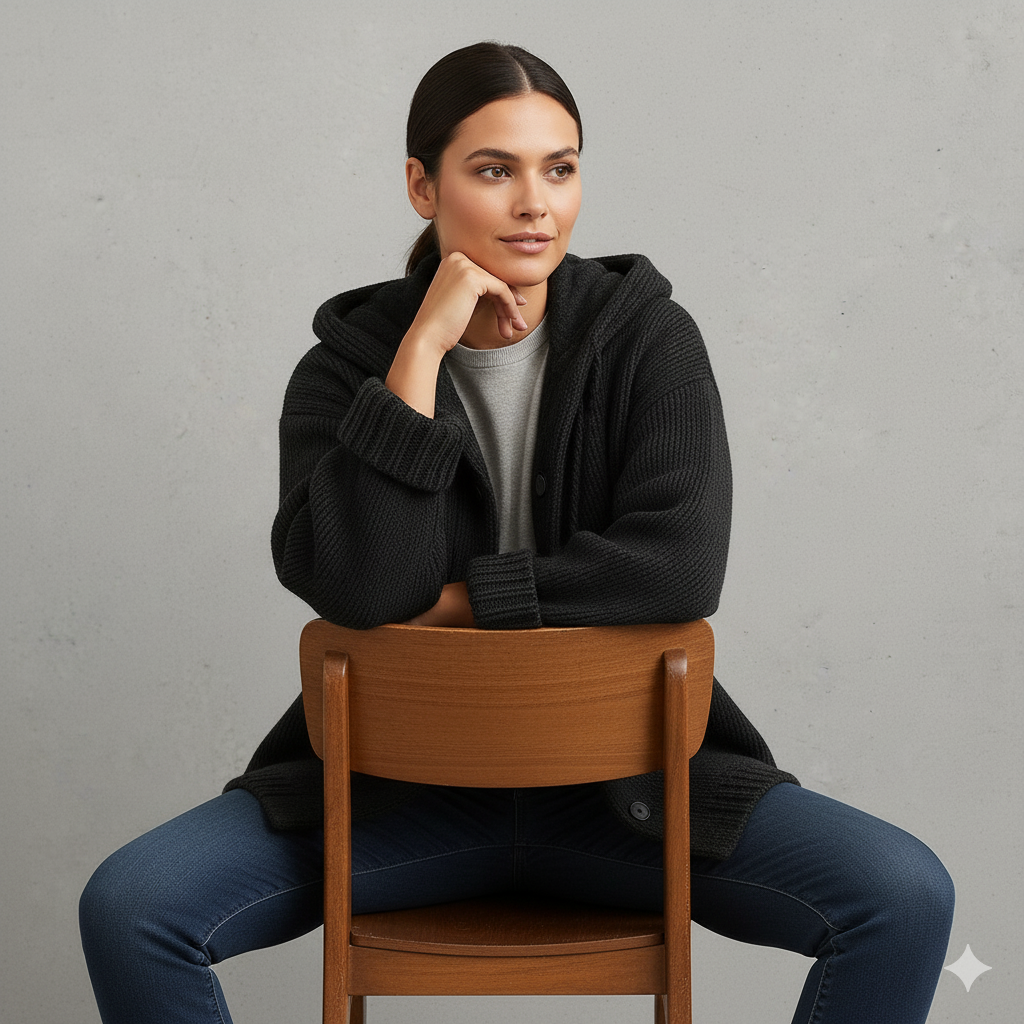 Kuscheliger Damen Strickjacke mit Kapuze | Warm für Herbst/Winter