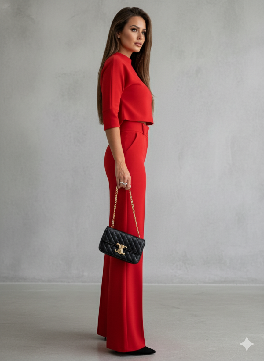 Kurzes Oberteil & High Waist Hose | Weit & Elegant