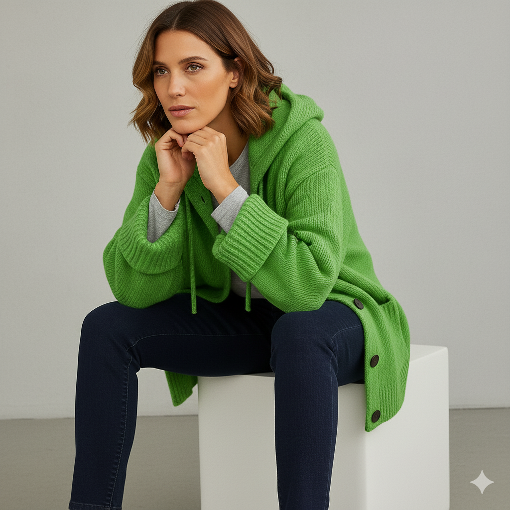 Kuscheliger Damen Strickjacke mit Kapuze | Warm für Herbst/Winter