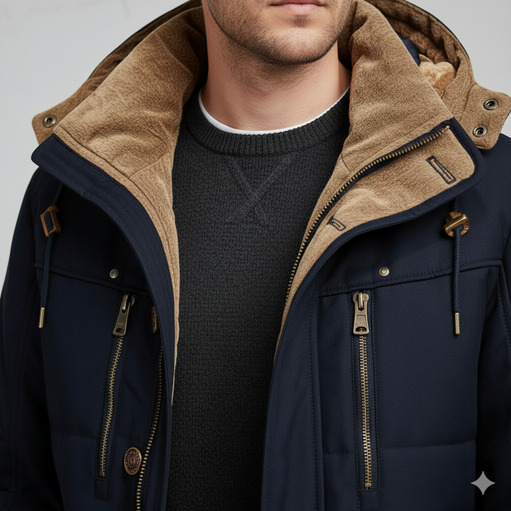 Warmer Herren Wintermantel mit Kapuze | Dick & Funktional