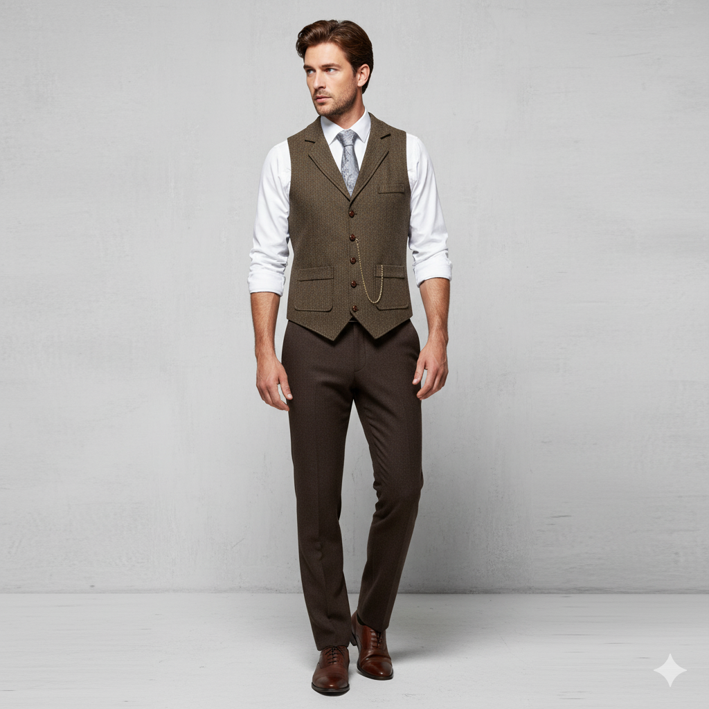 Herren Weste mit Fischgrätenmuster | Elegant & Modern | Herbst/Winter