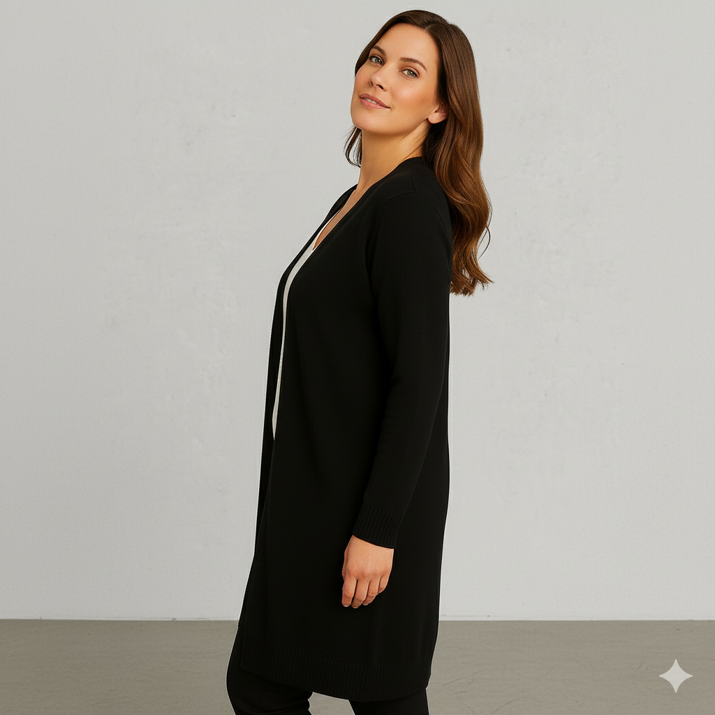 Langer Damen Strickjacke mit Taschen | Herbst & Winter | Elegant