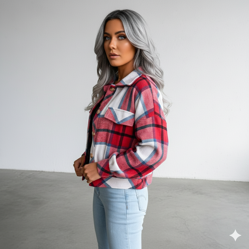 Damen Karo Hemdjacke | Lässig & Weich | Herbst
