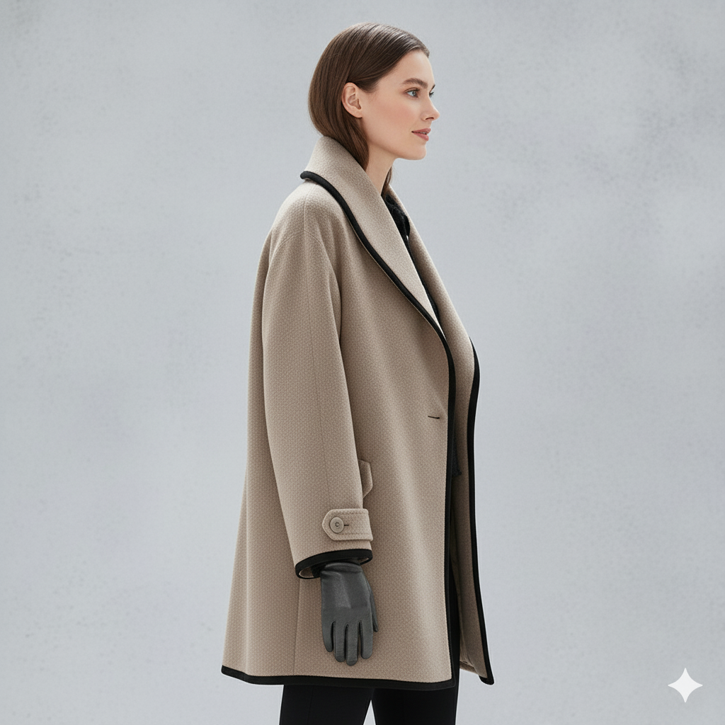 Eleganter Damenmantel mit Kontrastdetails | Herbst/Winter