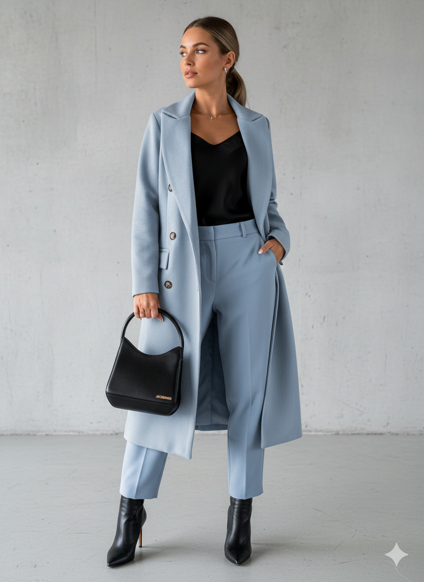 Damen Mantel mit Reverskragen | Doppelreihig & Elegant | Herbst/Winter