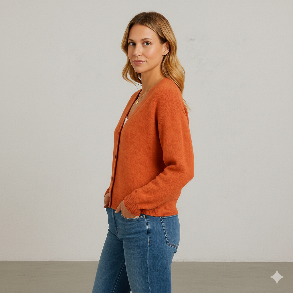 Damen Strickjacke mit V-Ausschnitt | Herbst & Übergang