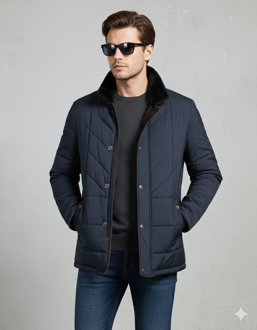 Elegante Herren Steppjacke mit Stehkragen | Warm | Winter