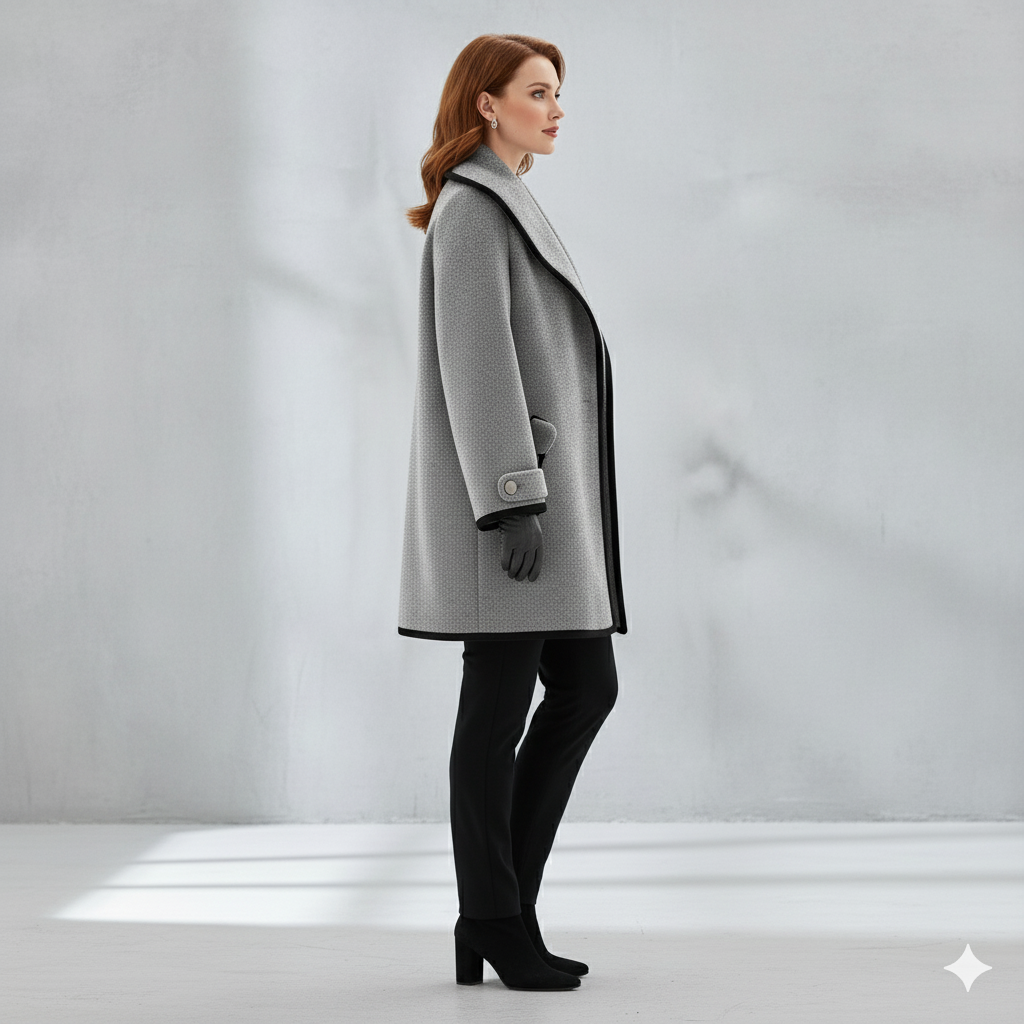 Eleganter Damenmantel mit Kontrastdetails | Herbst/Winter