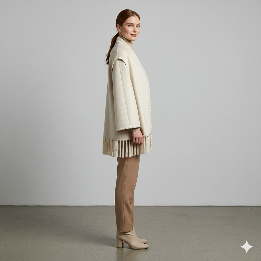 Damen Wollmantel mit Schal Kragen | Winter | Locker & Warm
