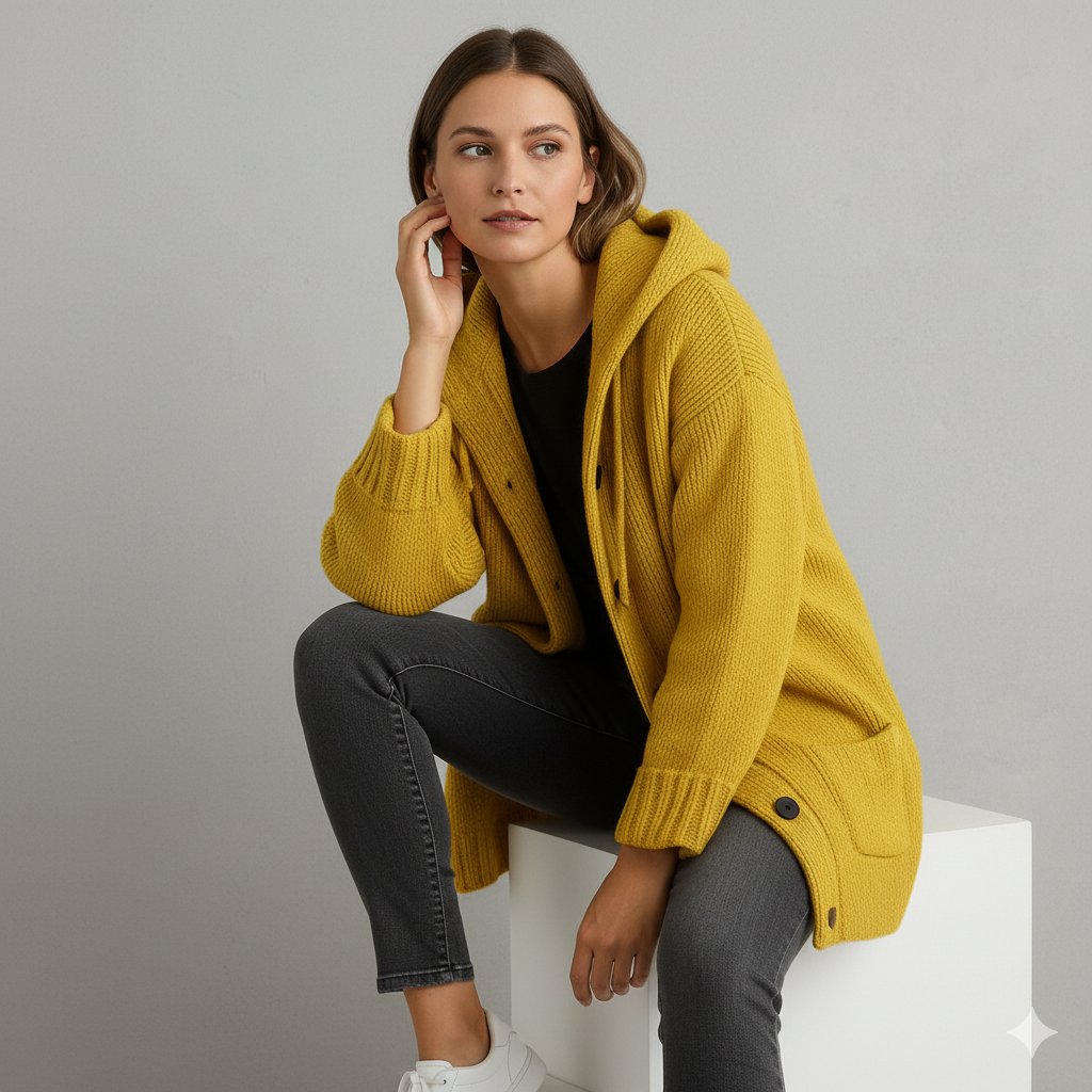 Kuscheliger Damen Strickjacke mit Kapuze | Warm für Herbst/Winter