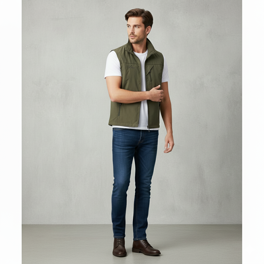 Herren Outdoor Weste mit Reißverschluss | Leicht & Atmungsaktiv