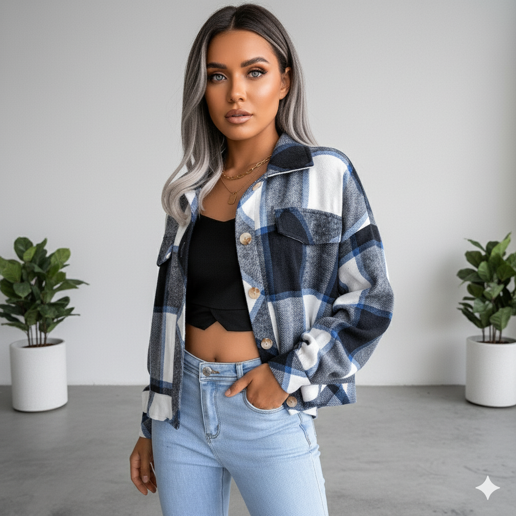 Damen Karo Hemdjacke | Lässig & Weich | Herbst