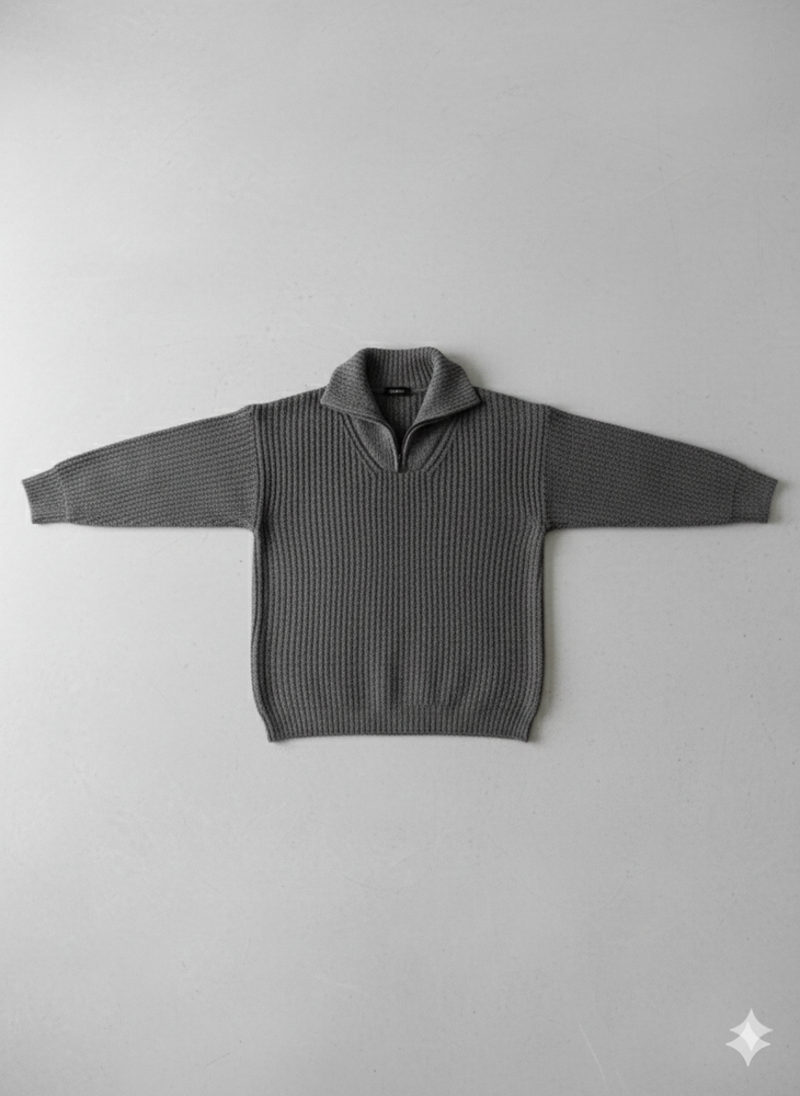 Kuscheliger Damen Strickpullover mit Reißverschluss | Winter