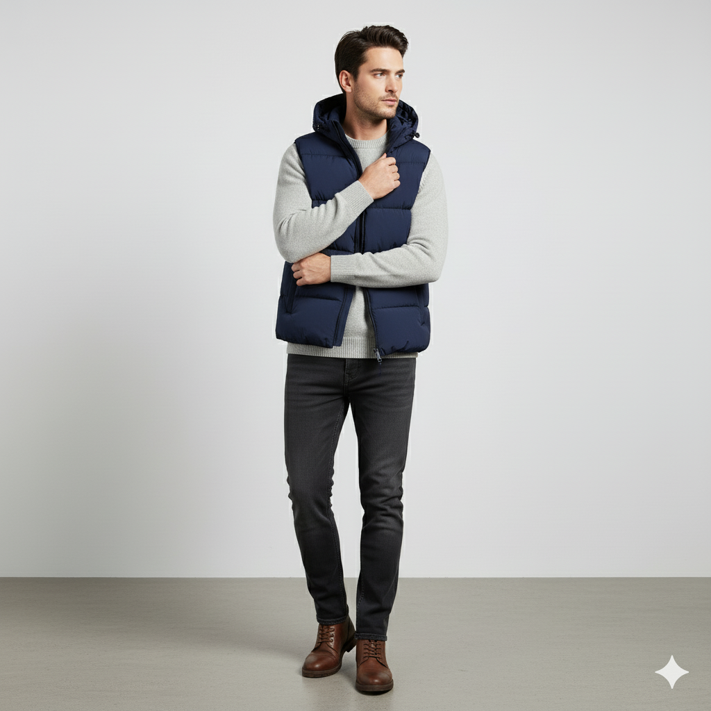 Herren Steppweste mit Kapuze | Warm & Bequem | Herbst/Winter