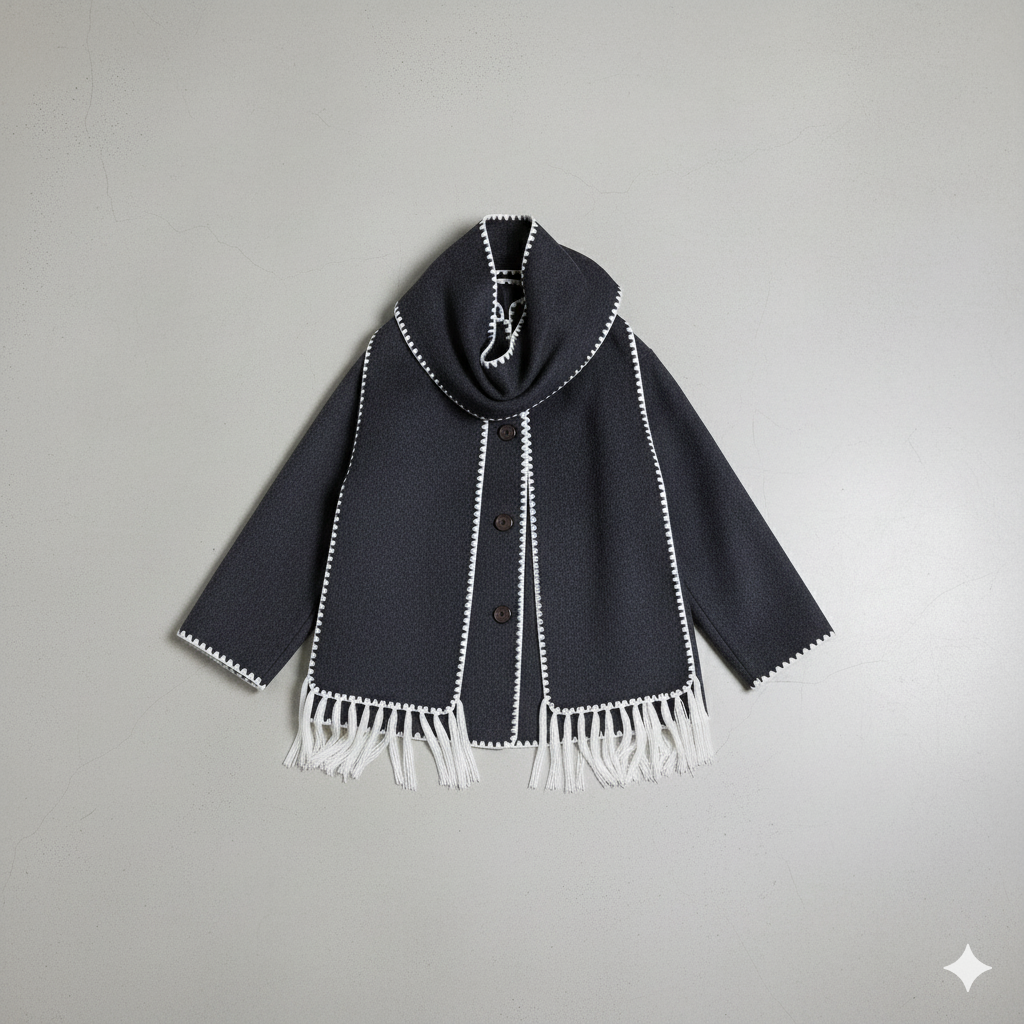 Damen Wollmantel mit Schal Kragen | Winter | Locker & Warm