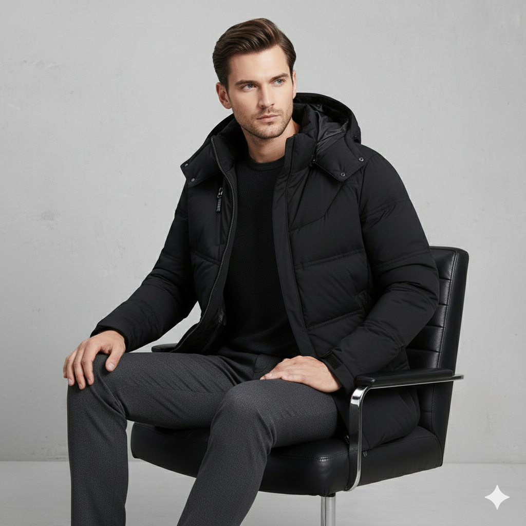 Warme Herren Daunenjacke mit Kapuze | Winter | Slim Fit