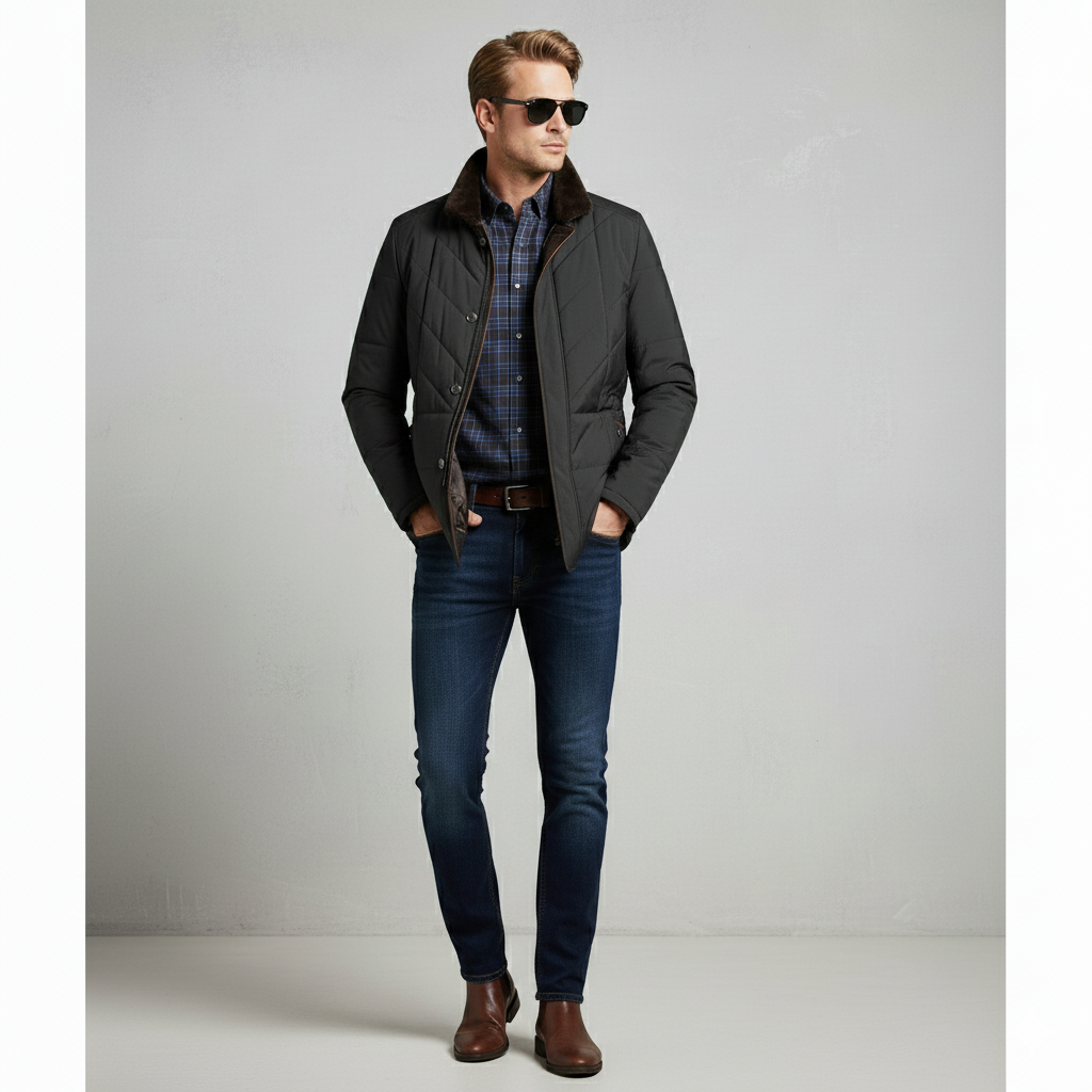 Elegante Herren Steppjacke mit Stehkragen | Warm | Winter
