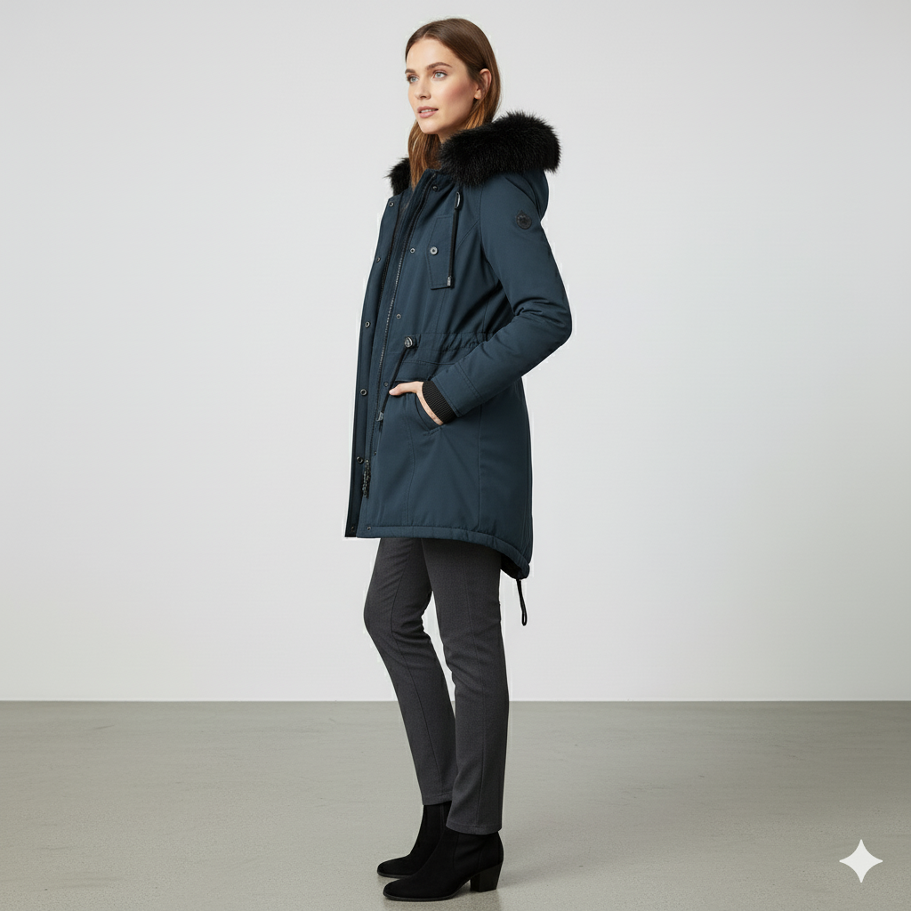 Damen Winterjacke mit Fellkapuze | Warm & Gefüttert