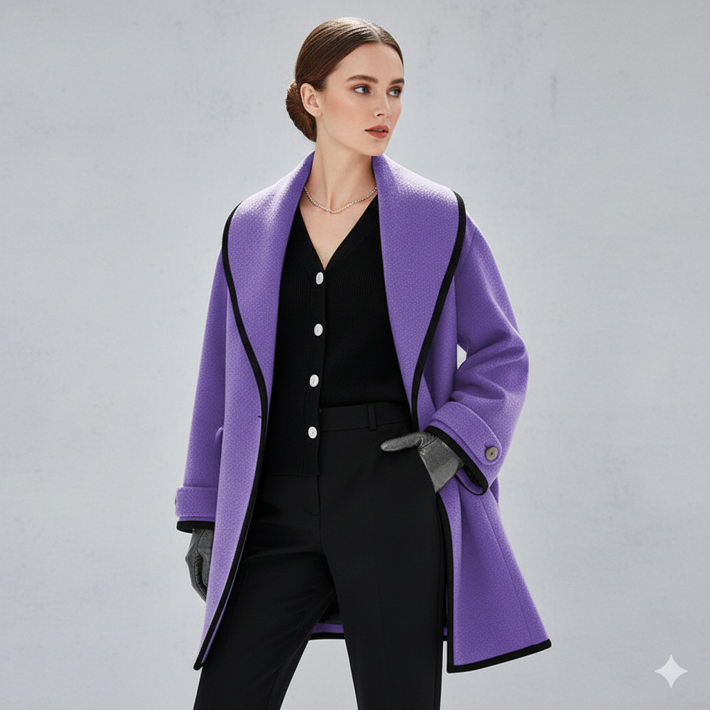 Eleganter Damenmantel mit Kontrastdetails | Herbst/Winter