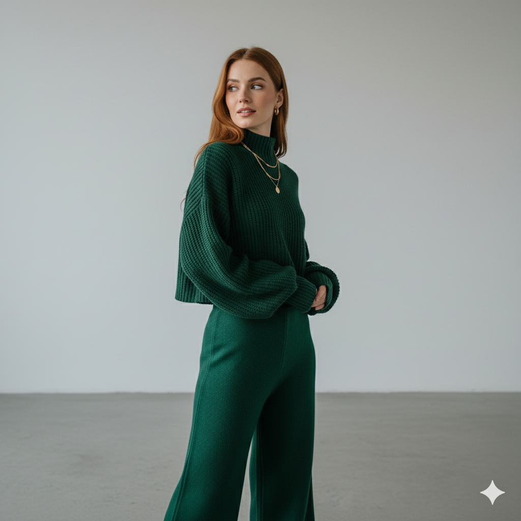 Damen Rollkragen Set mit Langarm | Lässig & Bequem | Winter