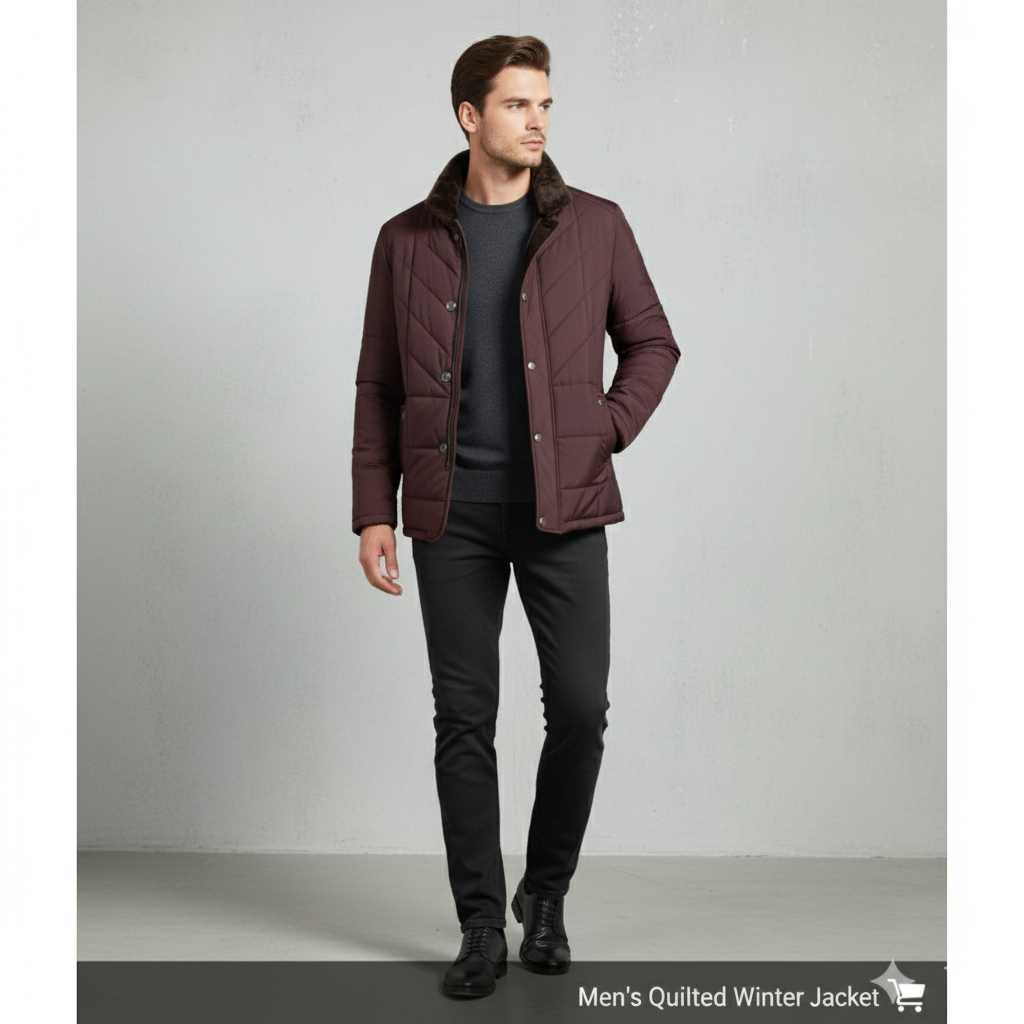 Elegante Herren Steppjacke mit Stehkragen | Warm | Winter