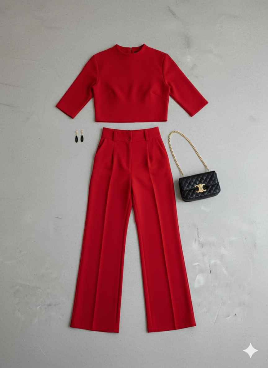 Kurzes Oberteil & High Waist Hose | Weit & Elegant