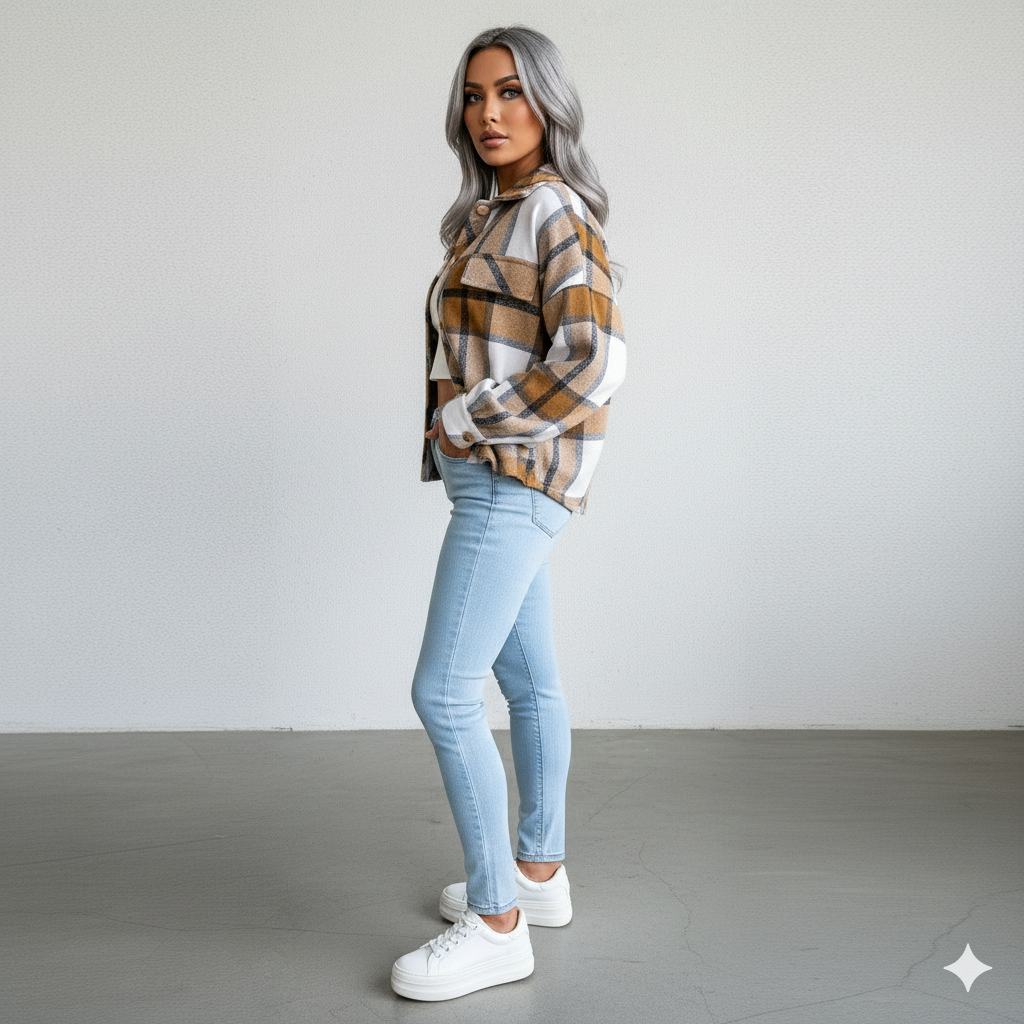 Damen Karo Hemdjacke | Lässig & Weich | Herbst