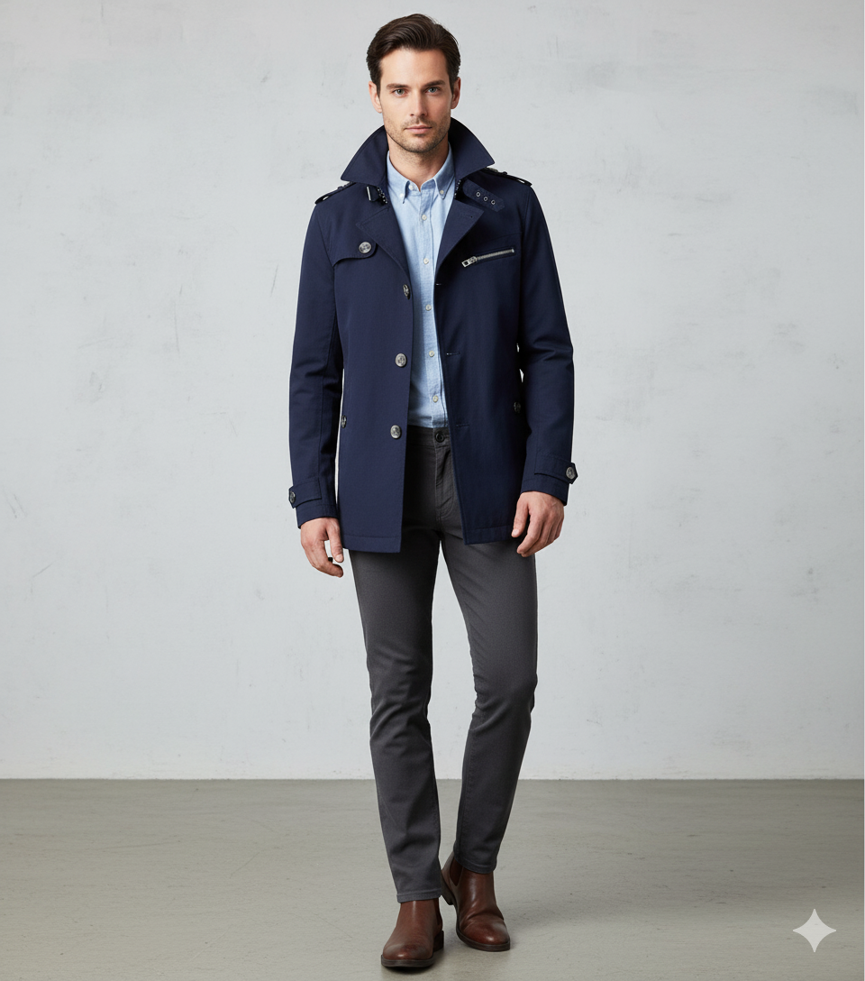 Eleganter Herren Trenchcoat mit Reverskragen | Herbst Übergang