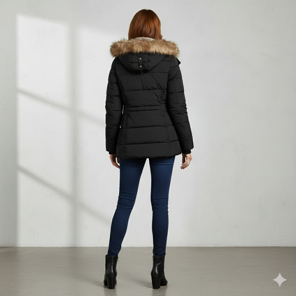 Damen Winterjacke mit Fellkapuze | Warm & Figurbetont
