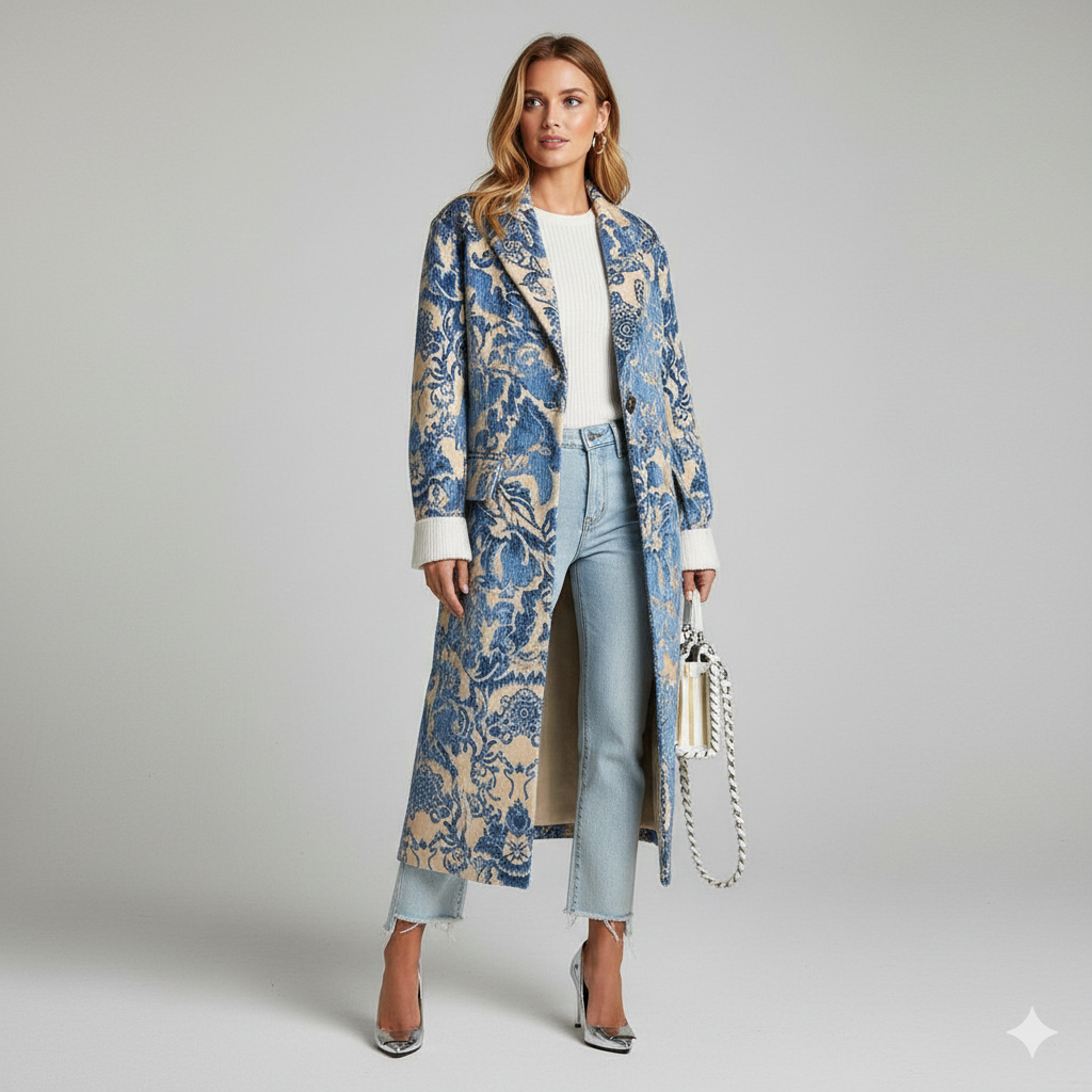 Damen Wollmantel mit Karomuster | Oversize & Warm | Winter