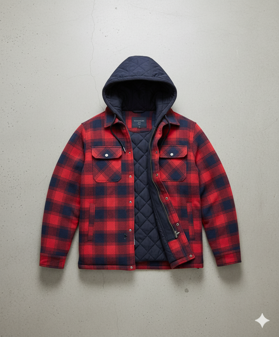 Gepolsterte Herrenjacke mit Karomuster | Warm & Casual Winter