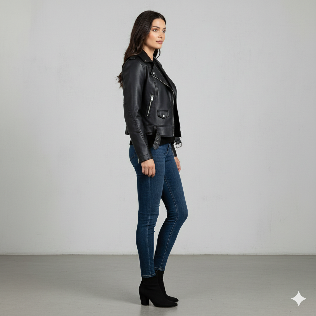 Damen Bikerjacke aus Veganleder | Kurz & Modern | Herbst