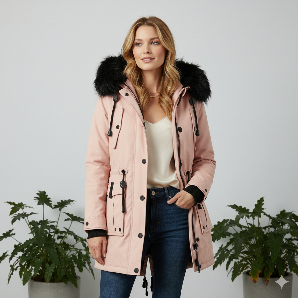 Damen Winterjacke mit Fellkapuze | Warm & Gefüttert