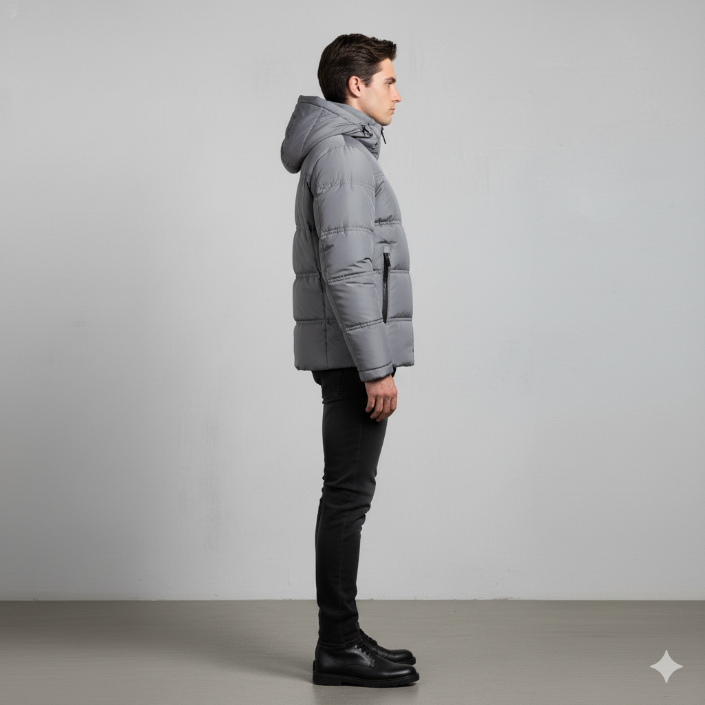 Warmer Herren Daunenmantel mit Kapuze | Winter & Freizeit