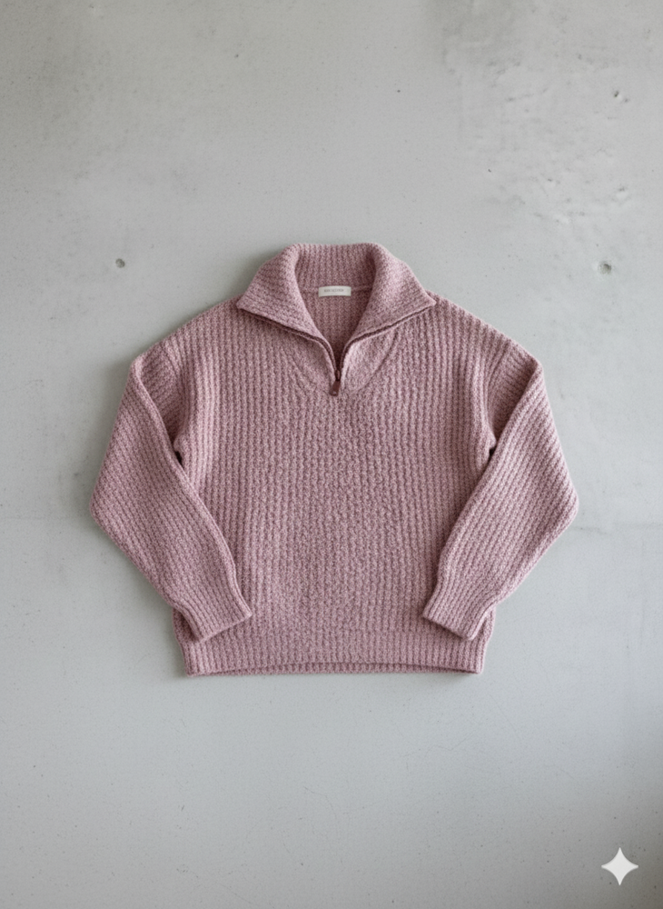 Kuscheliger Damen Strickpullover mit Reißverschluss | Winter