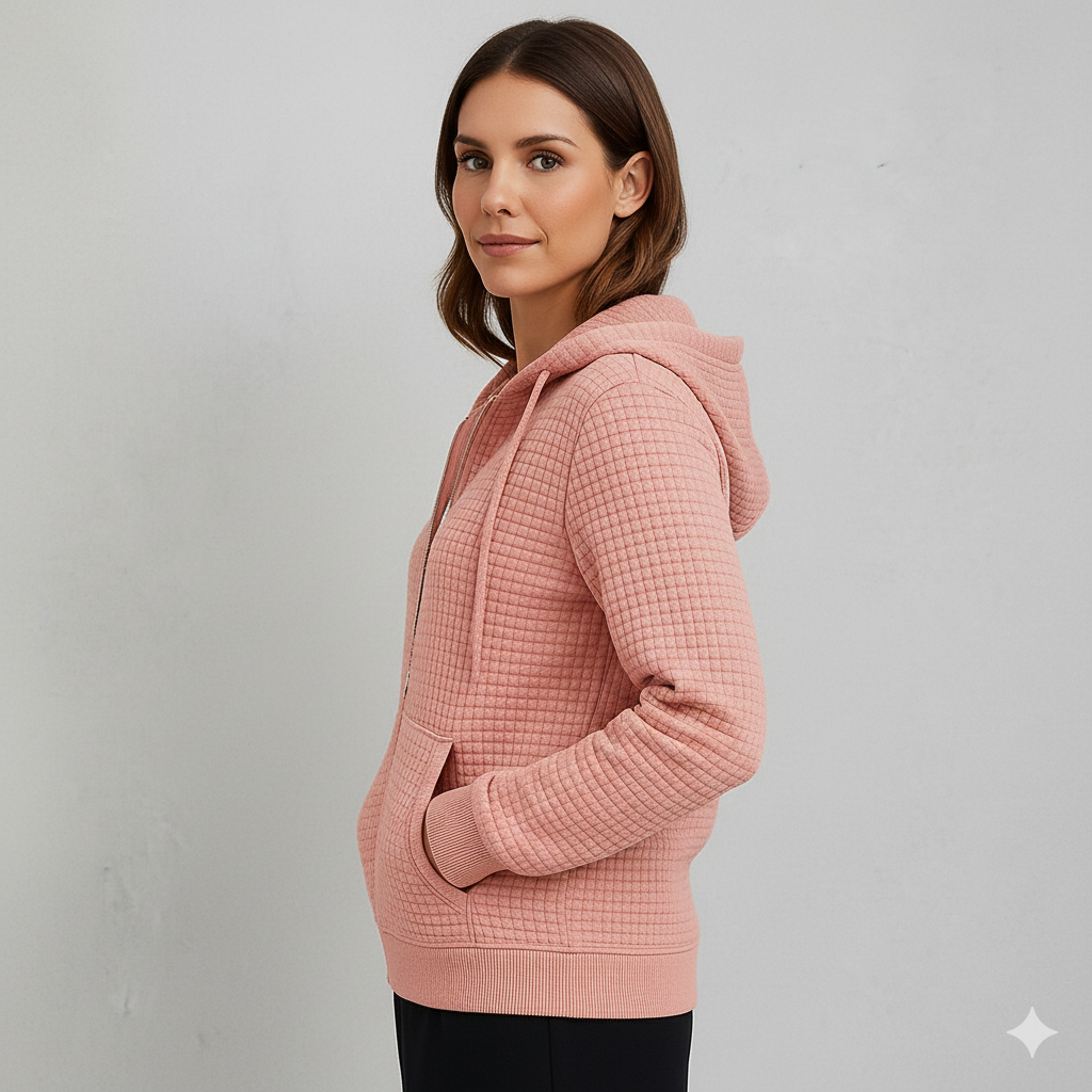 Leichter Damen Kapuzen Strickjacke mit Reißverschluss | Übergang
