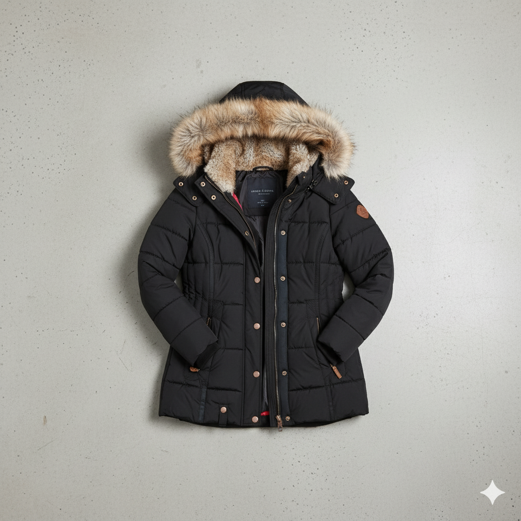 Damen Winterjacke mit Fellkapuze | Warm & Figurbetont