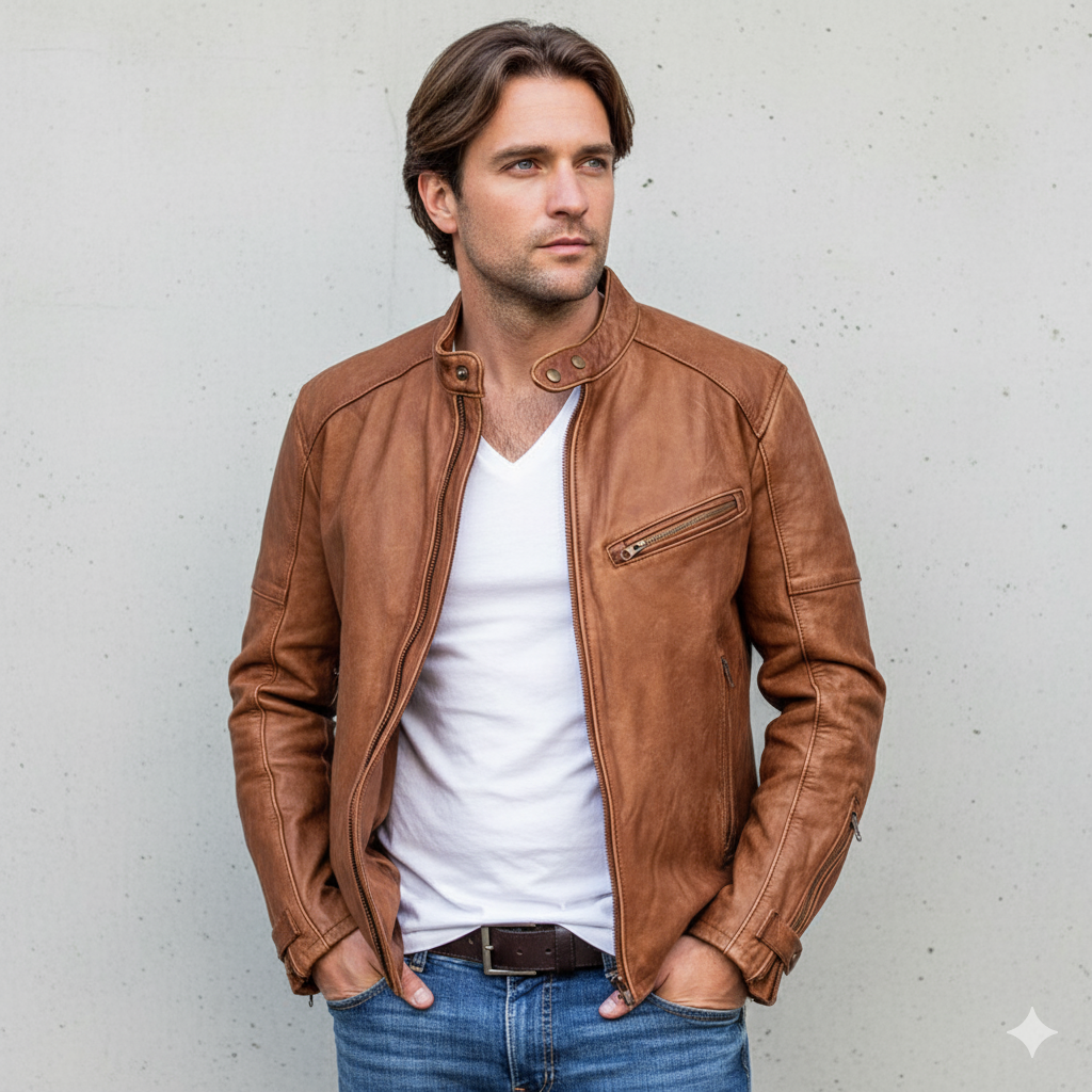 Herren Lederjacke im Biker-Stil | Modern & Lässig