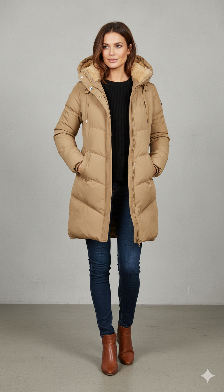 Damen Wintermantel mit Kapuze | Gefüttert & Warm | Lang