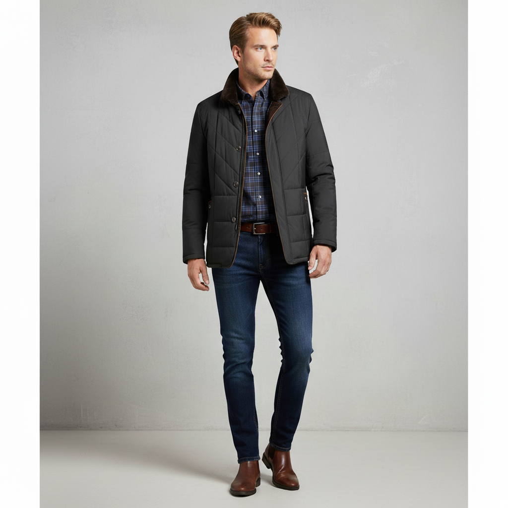 Elegante Herren Steppjacke mit Stehkragen | Warm | Winter