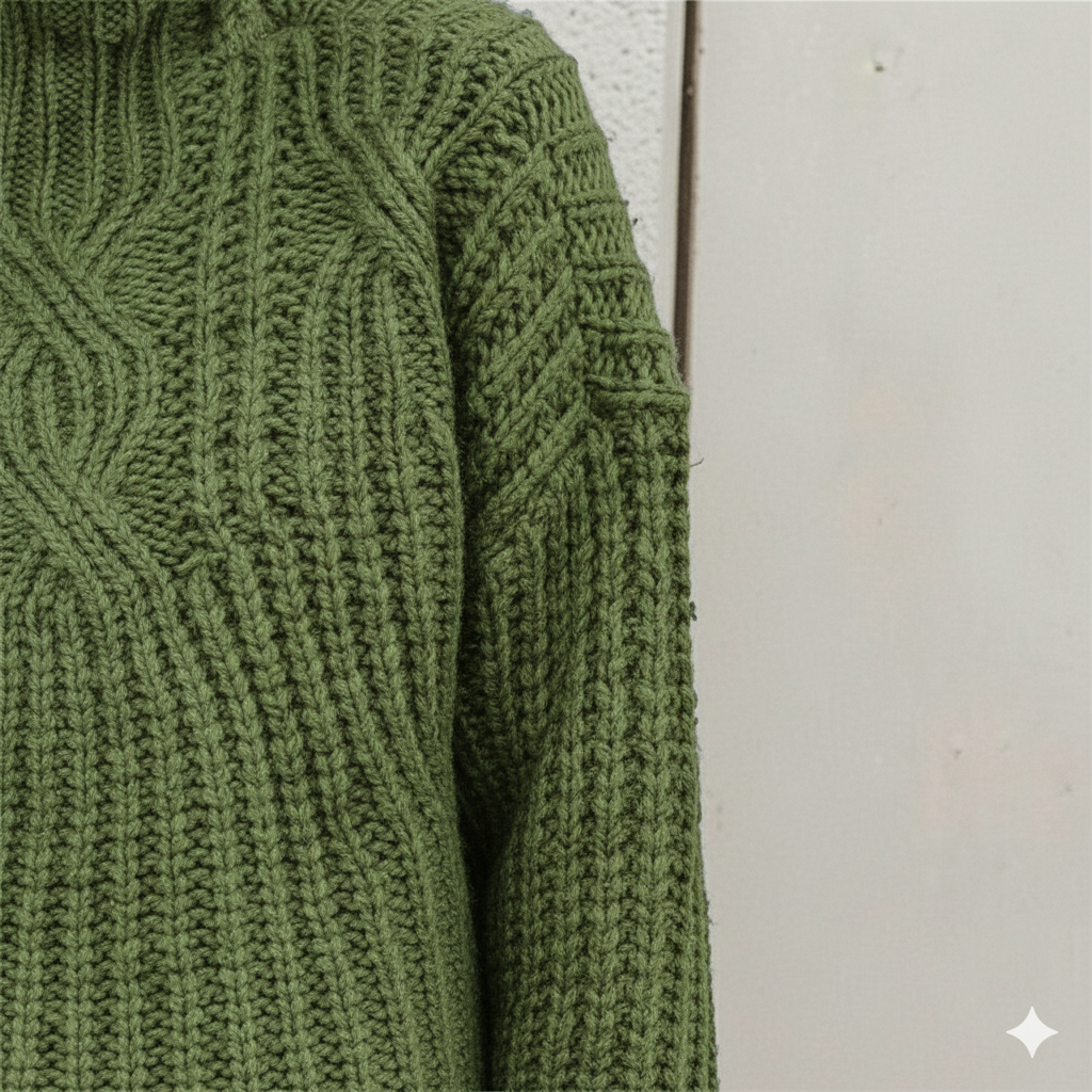 Damen Strickpullover mit Zopfmuster | Warm & Hochgeschlossen | Winter